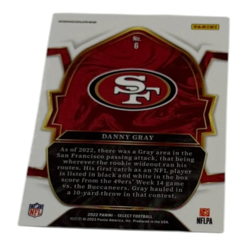 2022 Panini Select Danny Gray Rookie Card #6 Concourse San Francisco 49ers RC